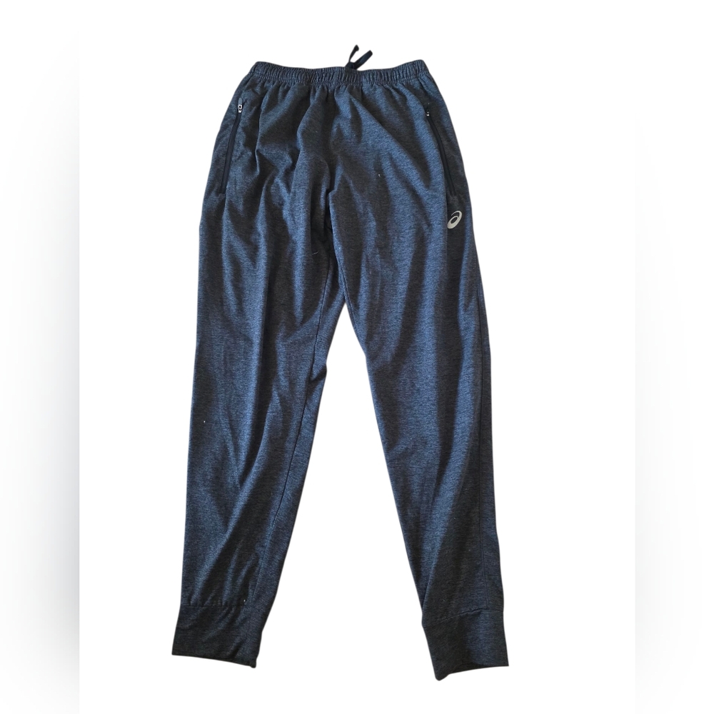Asics Gray Drawstring Joggers Zip Pockets Size M